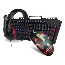 Combo Gamer Periféricos Teclado Mouse Rgb Headset Kit Gamer