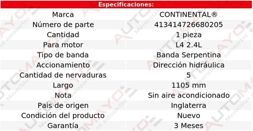 Banda Acc 1105 Mm D/h Continental Magentis L4 2.4l 01-06 Foto 5