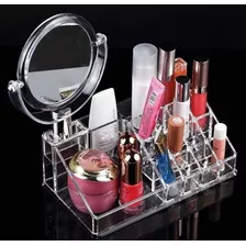 Organizador Acrílico De Maquillaje Con Espejo Dama Belleza