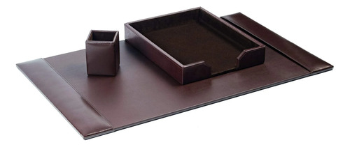 Conjunto De Mesa De Couro De Luxo Dacasso D3637 75x45cm X3 Marrom-escuro