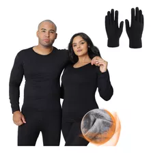 Kit Frio Conjunto 2º Pele Camisa + Calça Térmica Luva Touch