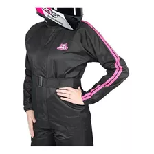 Capa De Chuva Feminina Nylon Apex Pto/rosa + Polaina Nylon