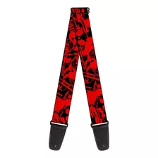 Correa De Guitarra, Splatter Black Red, 2 Pulgadas De A...