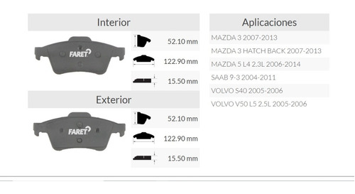 Balata Trasera De Disco Mazda 3 Hatchback 07-13 Foto 5