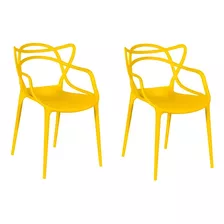 Kit 2 Cadeiras Allegra Master Empilhável Cozinha/jardim Cor Amarelo Império Brazil Business