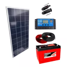 Kit Placa Solar 150w Controlador 30a Lcd Bateria 115ah Cabos