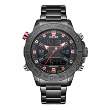 Relógio Masculino Weide Analógico Wh8503b - Preto E Vermelho