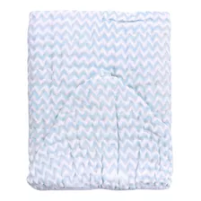 Toalha Fralda Bebe Soft Banhão Capuz Menino Chevron Azul