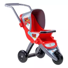 Carrinho De Boneca Vermelho Com Alça E 03 Rodas Passeio Bebê