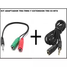 Kit Extension Trs 03 Mts-adaptador Trs-trrs Entrega Inmediat