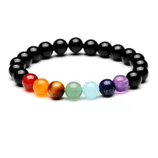 Pulsera Piedra Natural 7 Chakras Turmalina Negra 8mm