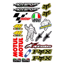 Kit Com 20 Adesivos Marcas Esportivas P Moto Capacete Bike