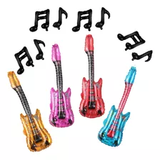 Pack 8 Globos Metalizados 80s 90s Guitarras Rock And Roll