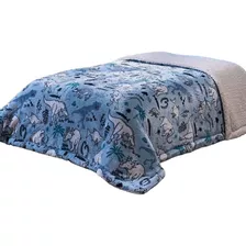 Cobertor Solteiro Estampado 2,10x1,45 Manta Soft Com Sherpa