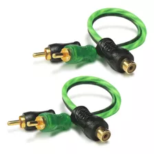 2 Cabos Y Rca Blindado 2 Machos Serie 200 Pro Verde 4mm