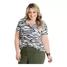 Blusa Camisa Feminina Plus Size Animal Print Elegante Casual