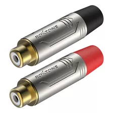 2 Fichas Rca Hembra Conector Metalico Roxtone Rf2fc-ng