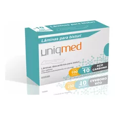 Kit 100 Laminas Para Bisturi Uniqmed - Aço Carbono Nº 10