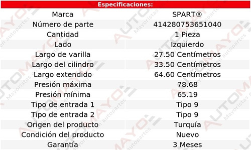 1-amortiguador Cofre Izq Spart Mercedes-benz C350 08-14 Foto 2