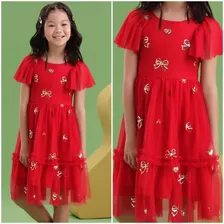 Vestido C/ Tule Vermelho E Laços Bordados - 51103121236