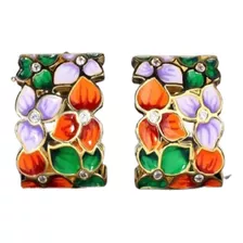 Pendientes Mujer Multicolor Aretes Flores Plata.925 Joyería 