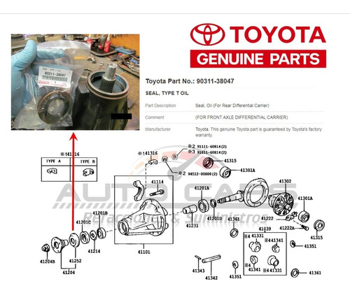 Reten Flecha Cardan Diferencial Toyota Pickup 2.2 Y 2.4 Lts Foto 4