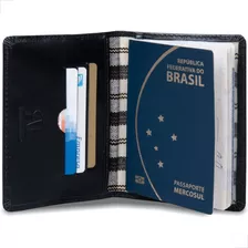 Capa Para Passaportes Couro Legitimo Porta Cartões Premium Cor Preto