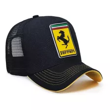 Boné Ferrari Preto Trucker Tela Curva Roma Mc F8 Sf90 Spider