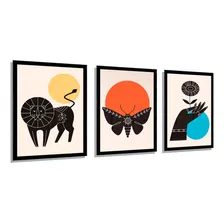 Quadros Decorativos Para Sala Modelo África 43x33 Cm Cor Preto