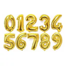 Balão Número Metalizado 40 Cms Dourado - Escolha Seu Número Cor 0 Dourado