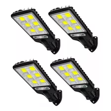 Kit 4 Luminária Solar Led Refletor Sensor De Movimento 100w Cor Preto