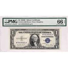 Antiga Cédula 1 Dólar Americano 1935e Certific. Prata Pmg 66