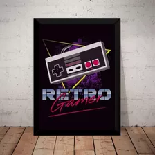 Quadro Retro Gamer Nintendo 8 Bits Nes Arte Poster Moldurado