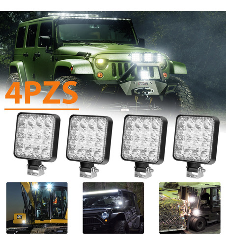 4pzs Faros Led Auxiliares 48w Cuatro Filas 6500k 16 Led Auto Foto 2