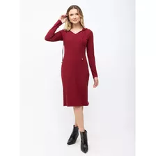 Vestido Canelado Capuz Expressão (4386) Moda Evangelica