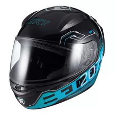 Capacete Sky Two Sorah Preto Fosco Transf Azul 