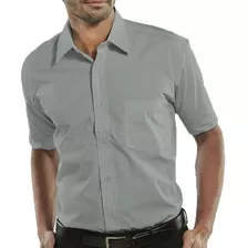 Camisa Masculina Manga Curta Branca Médico Fit Várias Cores