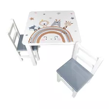 Juego De Mesa Y Silla Para Chicos Diseño Nordico Animales