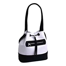 Cartera Hobo Pm Complementos Bolsito Marinero Diseño Liso De Cuero Sintético Blanca Y Negra Con Correa De Hombro Negra Asas Color Negro