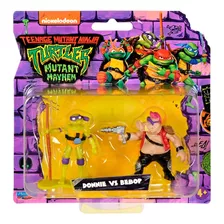 Muñecos Minis Tortugas Ninja X2 Donnie Vs Bebop Febo