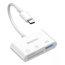 Adaptador Hub 3 En 1 Tipo C A Usb Otg + Lector Carga Rápida 