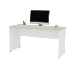 Mesa De Escritório Escrivaninha 1.60x60 Tampo 30mm Netmobil Cor Branco-carvalho