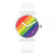 Reloj Swatch Stripe Fierce Para Hombre Mujer So29k701 Color De La Malla Traslúcido Color Del Bisel Traslúcido Color Del Fondo Multicolor