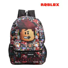 Mochila Escolar Bolsa Infantil Roblox Jogo Meninos Costas Cor Preto