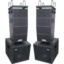  Kit Ativo Line Array Ti Sub 15 4 Caixas 3400w Estereo Pro