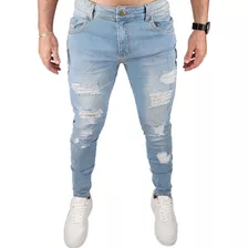 Calça Jeans Masculina Rasgada Premium Skinny Original Lycra