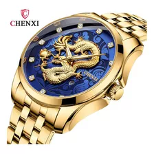 Relógios De Quartzo De Diamante Luminoso De Luxo Chenxi, Cor De Fundo Azul
