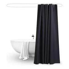 Cortina Baño Negra Poliéster 180x180 Cms + 12 Ganchos Negros