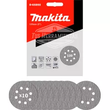 10 Discos Lija Velcro 125mm (5'') Grano 120 Makita D-65850