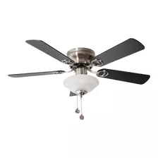 Ventilador Techo Níquel Satinado Negro / Roble 2 Luces 42